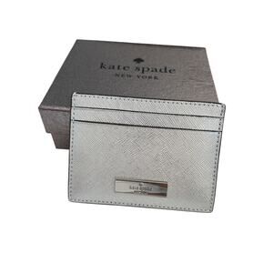 Kate Spade Kenzie Boxed Metallic Small Card holder Lunar Light